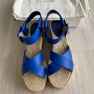 New Celine Cobalt Blue Calfskin Espadrille Sandal